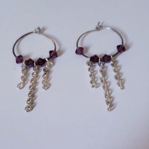 🛍️5/$20🛍️ Purple and Silver Dangly Hoop Earrings